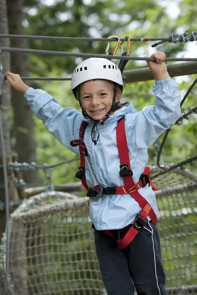 stock image Little boy in adventure park