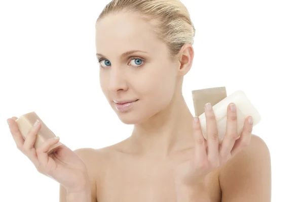 Beauty with soap — Stock Photo, Image