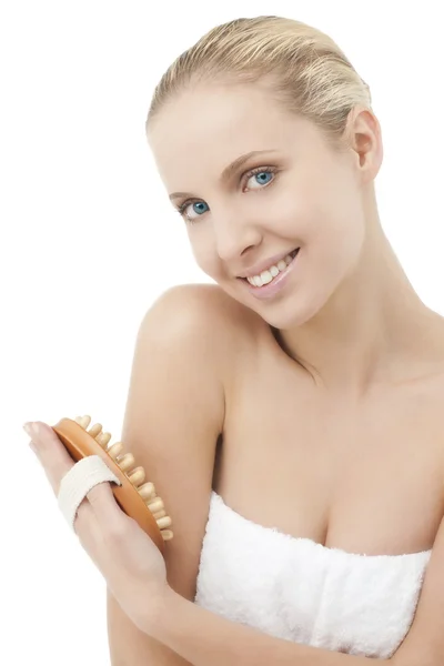 Beauty with massager — Stock Photo, Image