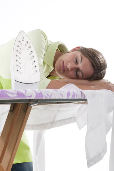 Housewife Fed Up Of Ironing — Stock Photo, Image