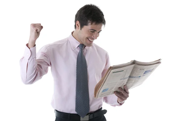 Successful Businessman With Newspaper — Stock Photo, Image