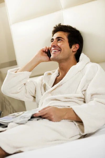 Relaxed Man in Bed — Stock Photo, Image