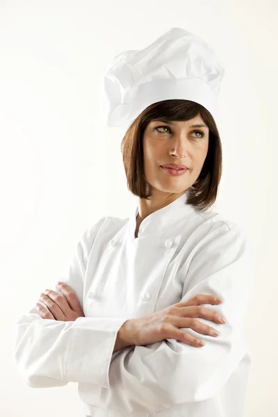Уверенная женщина-шеф-повар — стоковое фото