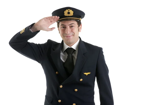 Flugzeugführer / Kapitän salutiert — Stockfoto