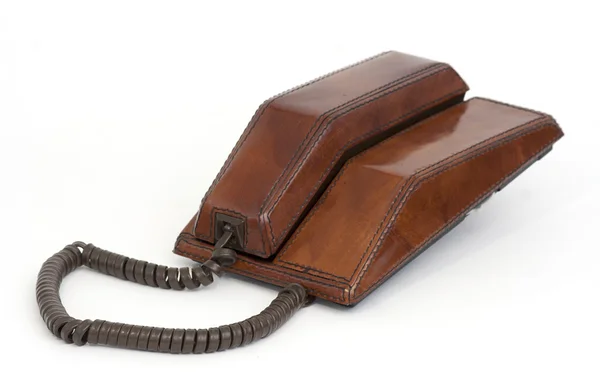 Vintage deri telefon — Stok fotoğraf