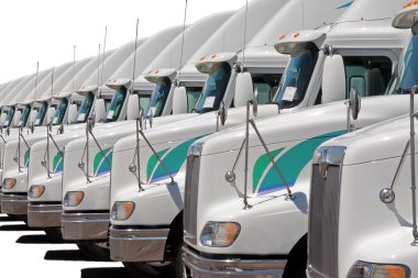 Fleet of identical trucks clipart