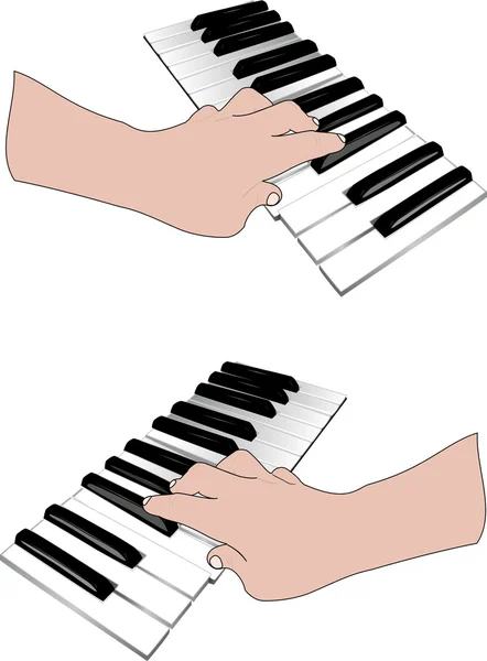 Hand and music keyboards — Stock Vector