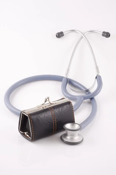 Brązowe torby lekarskiej z stetoskop — Zdjęcie stockowe