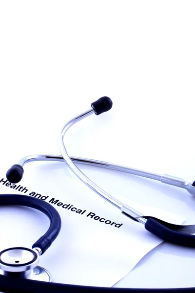Zdravotní záznam & stetoskop — Stock fotografie