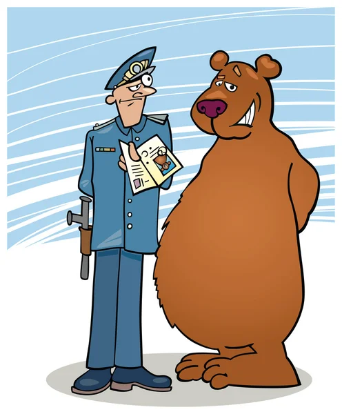 Urso e policial — Vetor de Stock