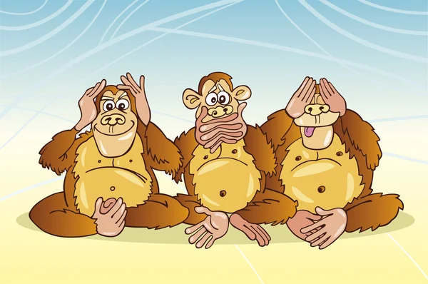 Tři opice — Stockový vektor