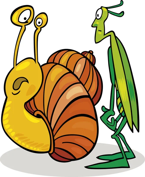 蜗牛和蝗虫 — 图库矢量图片