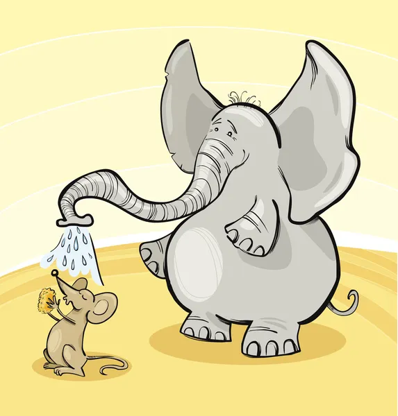 Souris et éléphant — Image vectorielle