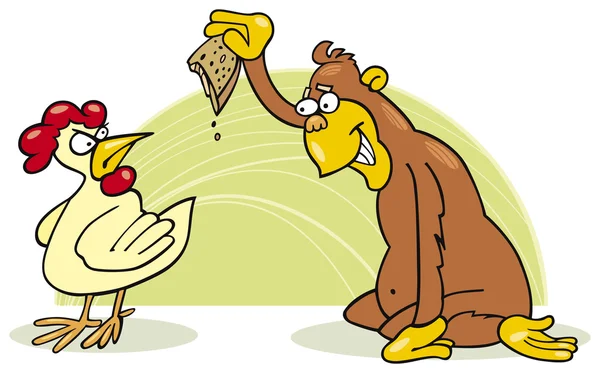 Μαϊμού και κοτόπουλο — Διανυσματικό Αρχείο