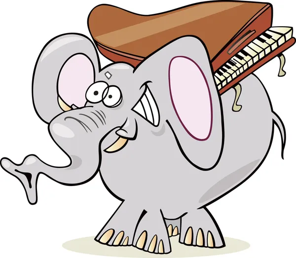 Gajah dengan piano - Stok Vektor