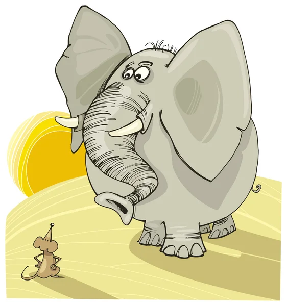 Elefante y ratón — Archivo Imágenes Vectoriales