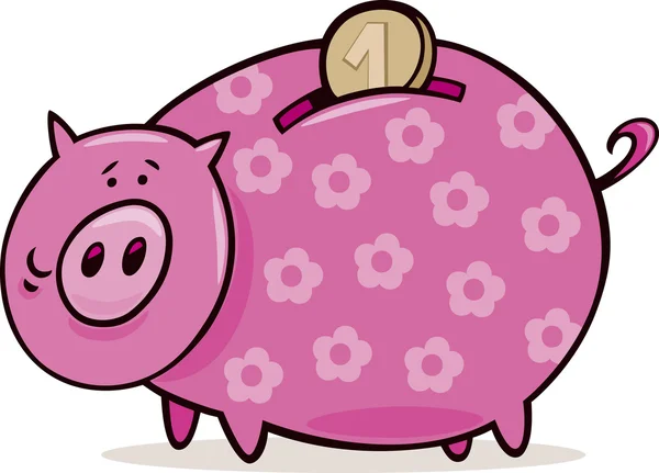 Sparschwein mit Münze — Stockvektor