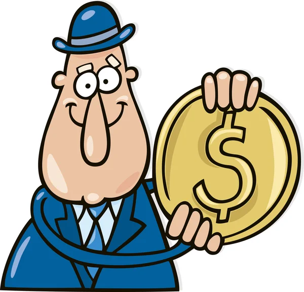 Man with dollar coin — Stock Vector