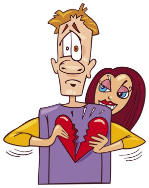 Woman breaking heart clipart