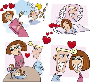 Comic love story clipart