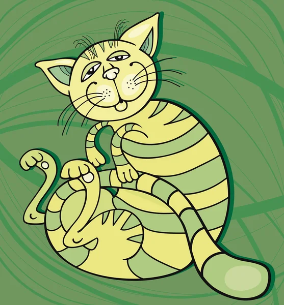 Glad grön katt — Stock vektor