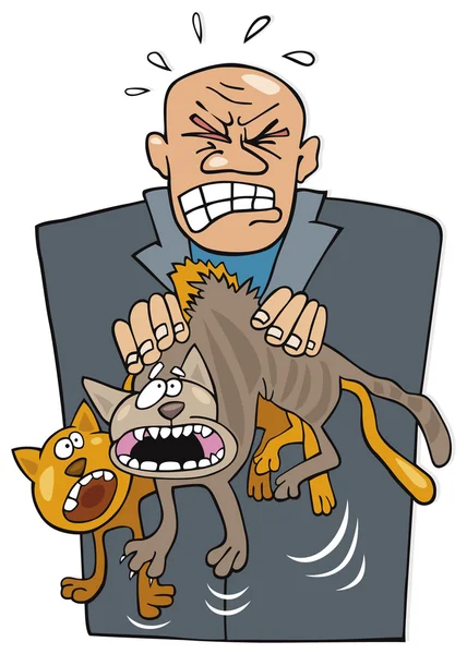 Θυμωμένος άνθρωπος με τις γάτες — Διανυσματικό Αρχείο