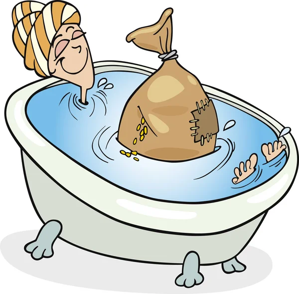 Frau badet mit Getreide — Stockvektor