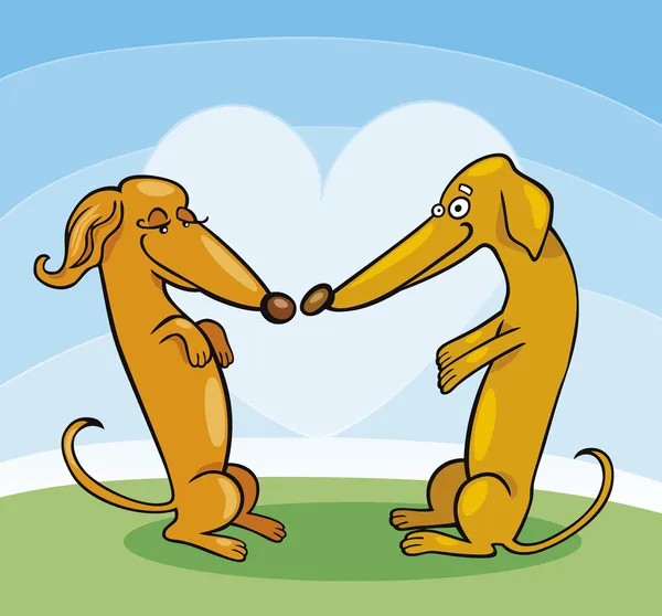 Dachshund Dogs in Love — Stock Vector
