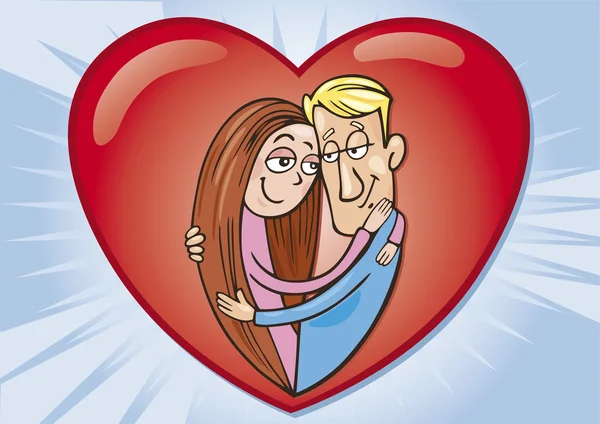 Lovers couple in heart shape — Stock Vector