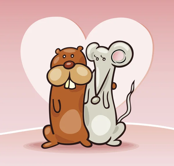 Křeček a myš v lásce — Stockový vektor
