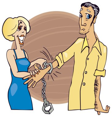 Man trapped by handcuffs clipart