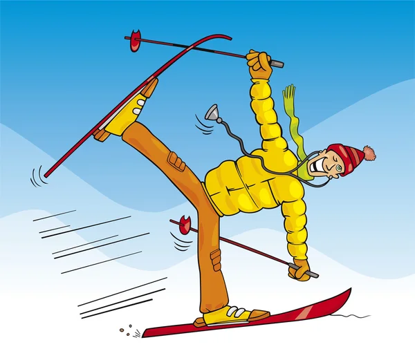 स्की पर पागल डॉक्टर — स्टॉक वेक्टर