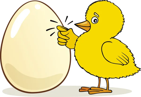 Chick knocking on Egg — Stock Vector