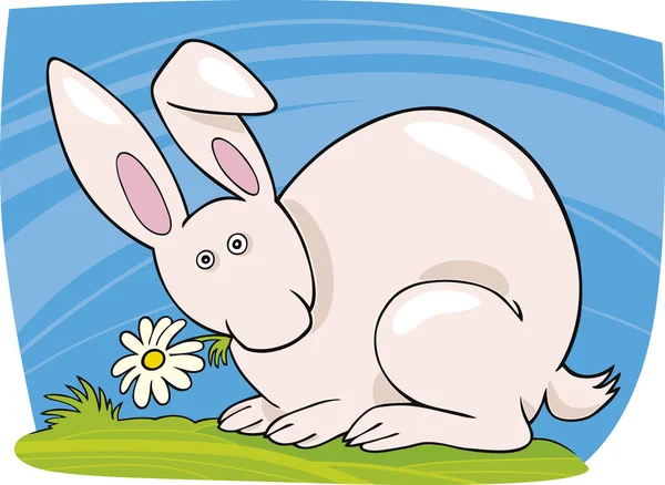 Conejo con flor — Vector de stock