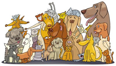 Huge group of Cats and Dogs clipart