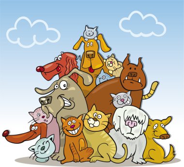 Cats and dogs clipart