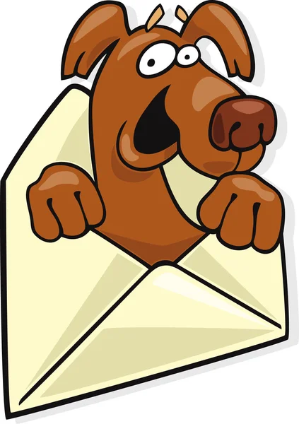Hond in envelop — Stockvector