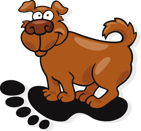 Dog in big human footprint — Stock Vector