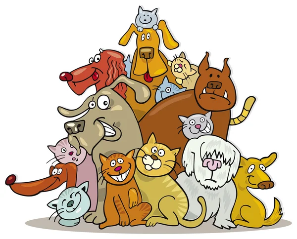 Koty i psy grupy — Wektor stockowy