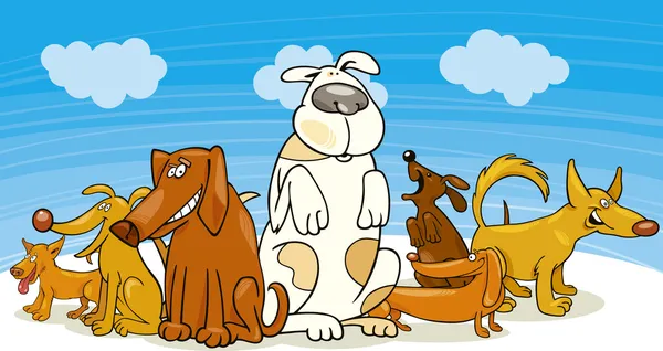 おかしい犬のグループ — ストックベクタ