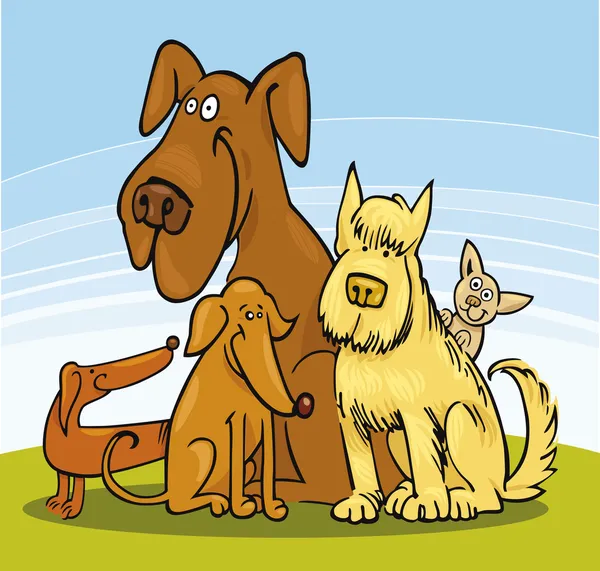 5 つの面白い犬 — ストックベクタ