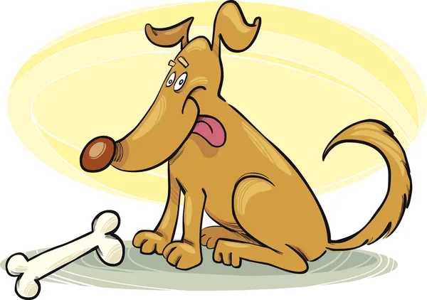 Perro feliz con hueso — Vector de stock