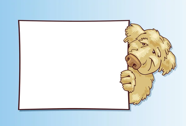 Shaggy perro con tarjeta — Vector de stock