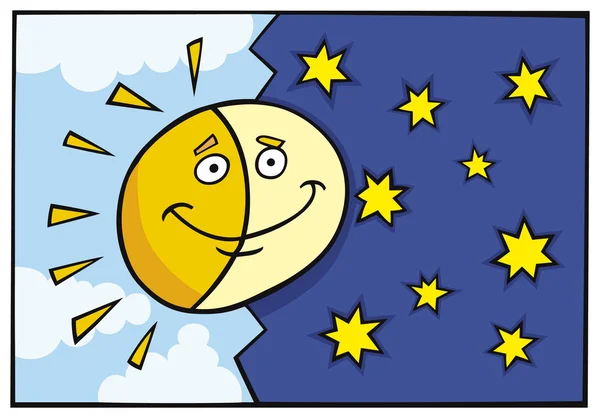 Soleil et lune — Image vectorielle