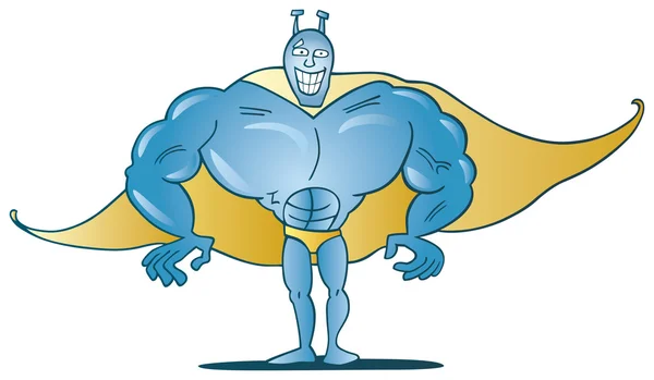 Grappige blauwe superheld — Stockvector