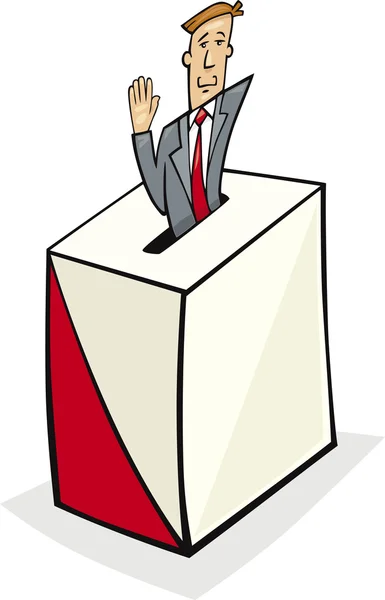 Человек в ящике для голосования — стоковый вектор