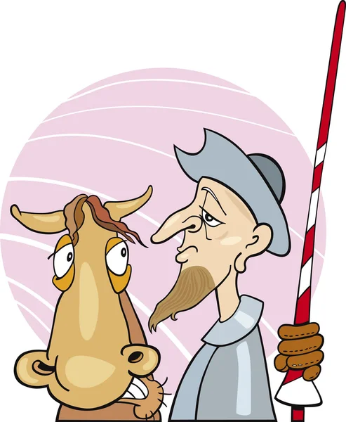 Don Quixote and his horse — Stock Vector