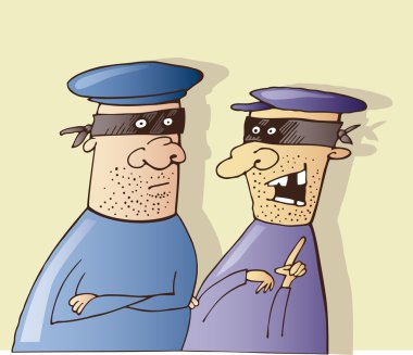 Two thieves talking clipart