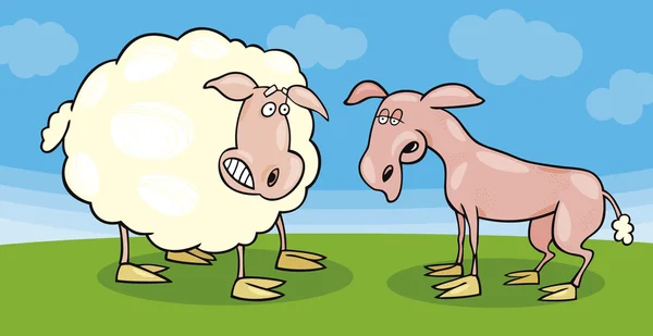 Moutons effrayés et rasés — Image vectorielle