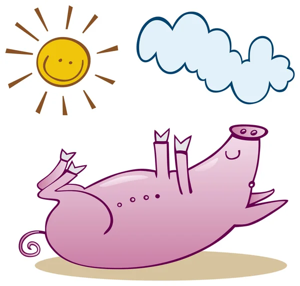 Свинья принимает солнечные ванны — стоковый вектор